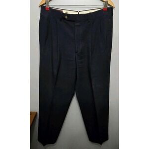 Corbin Pants Men Navy Dress Pleated Ivy League 32x31 Strouse / Roberts